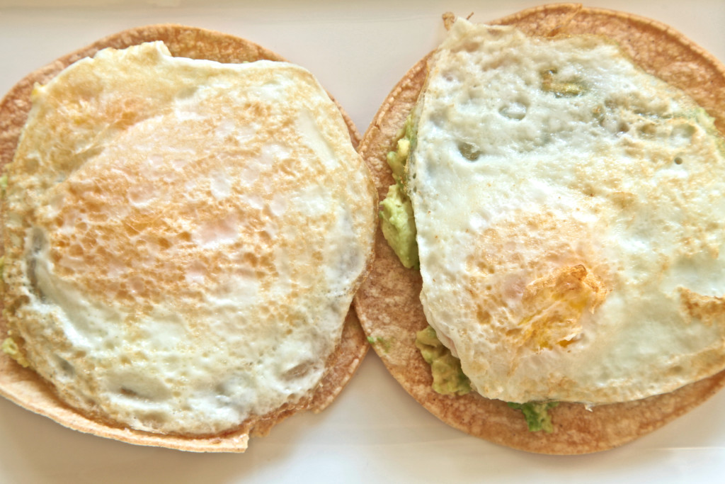 Breakfast tostada with fried egg